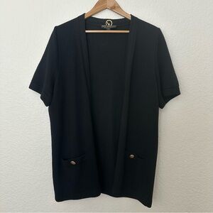 St. John Black Open Front Cardigan